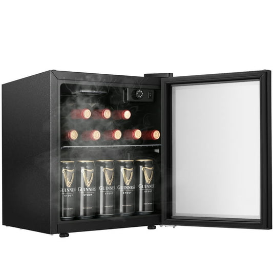 Auseo 1.3Cu. ft Beverage Refrigerator Cooler - 12 bottle and 48 Can MiNi Fefrigerator, Wine Cooler, MiNi Beverage Cooler Dispenser with clear Glass Door, Electronic Display and Led Lights for Soda,Bee