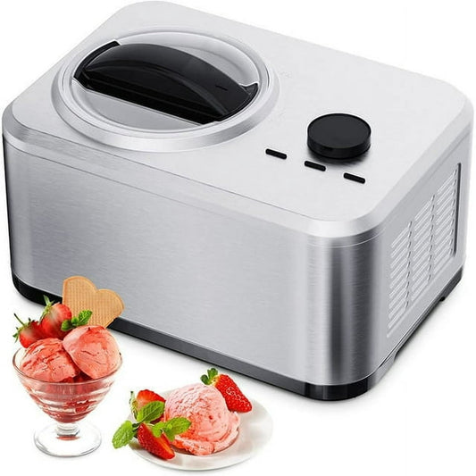 Auseo 1.5qt Compressor Ice Cream Maker - Electric Automatic, Keep Cool Function - No Pre-Freezing Required - Ice Cream, Gelato, Sorbet, Frozen Yogurt - No Salt Needed