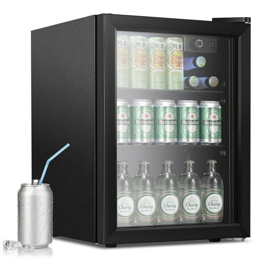 Auseo 1.7Cu.ft Wine Cooler Cabinet Beverage Refrigerator Mini Clear Front Glass Door Counter Bar Fridge, for Home/Bar/Office