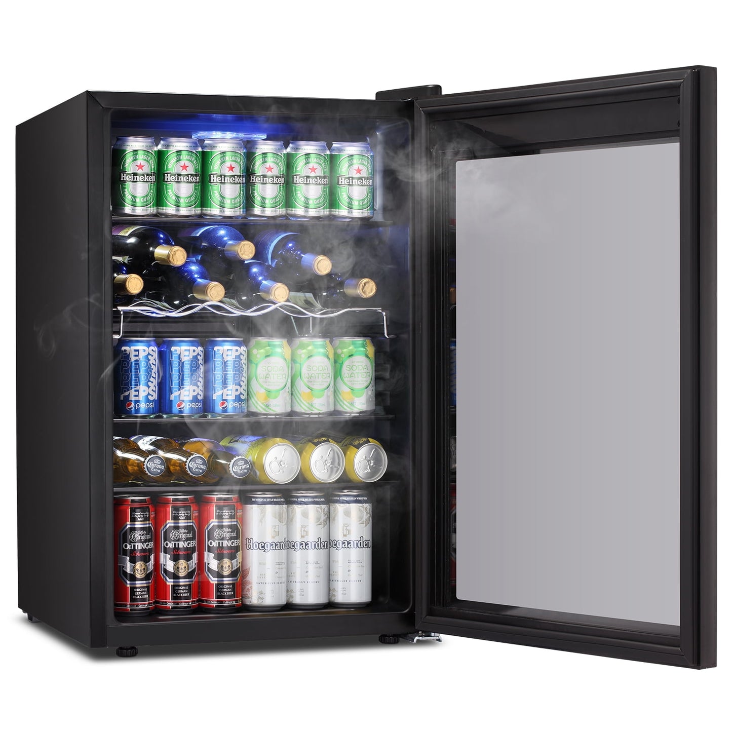 Auseo 152-Can Beverage Refrigerator Cooler, Glass Door with Handle, for Bar/Office/Home/Restaurant