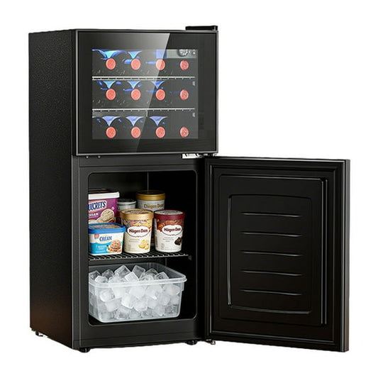 Auseo 2.6 cu.ft. Mini Fridge With Freezer,Freestanding Small Beverage Refrigerator,Wine Cooler Refrigerator for Home/Office/Bar