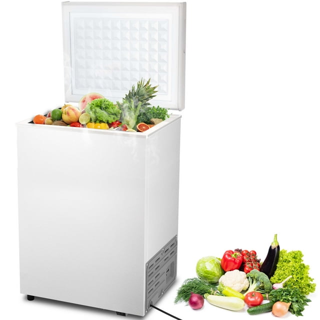 Auseo 2.8 Cubic Feet Chest Freezer Free Standing Top Open Door Compact Freezer with Adjustable Temperature, Suitable for Home/Kitchen/Office-White