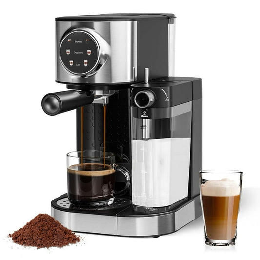 Auseo 20 Bar Espresso Coffee Maker with Milk Frother Steam Wand, Espresso Machine with Color Touchscreen, Automatic Milk Frother, Drip Hot Coffee, Espresso/Cappuccino/Latte/Mocha for Home