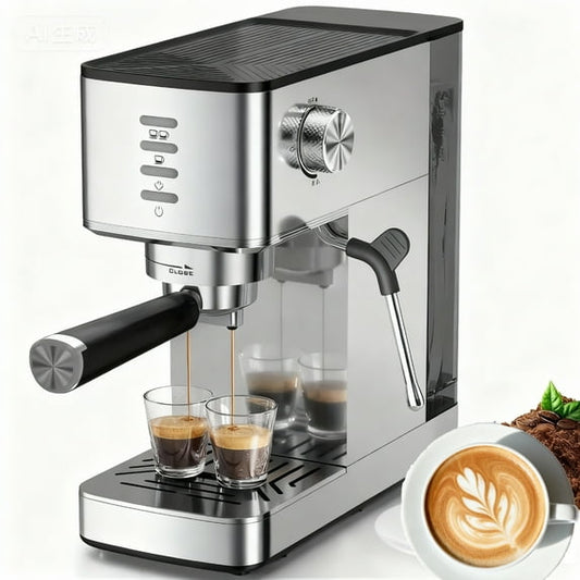 Auseo 20 Bar Espresso Machine, 1.4L Removable Water Tank, Nespresso Capsules Compatible & Ground Coffee, Espresso Coffee Maker with Milk Frother Steam Wand, Espresso/Cappuccino/Latte/Mocha for Home