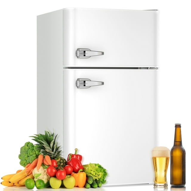 Auseo 3.1 Cu.Ft Mini Fridge 2 Door, Small Fridge 115 Volt/60 Hz, Low Noise Mini Refrigerator with Adjustable Temperature, Removable Shelves, Suitable for Home/Kitchen/Office/Dorm/Apt-White