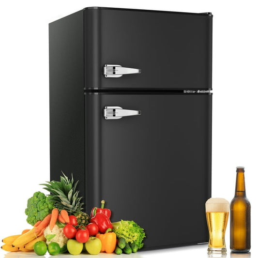 Auseo 3.1 Cu.Ft Mini Fridge 2 Door, Small Fridge 115 Volt/60 Hz, Low Noise Mini Refrigerator with Adjustable Temperature, Removable Shelves, Suitable for Home/Kitchen/Office/Dorm/Apt-Black