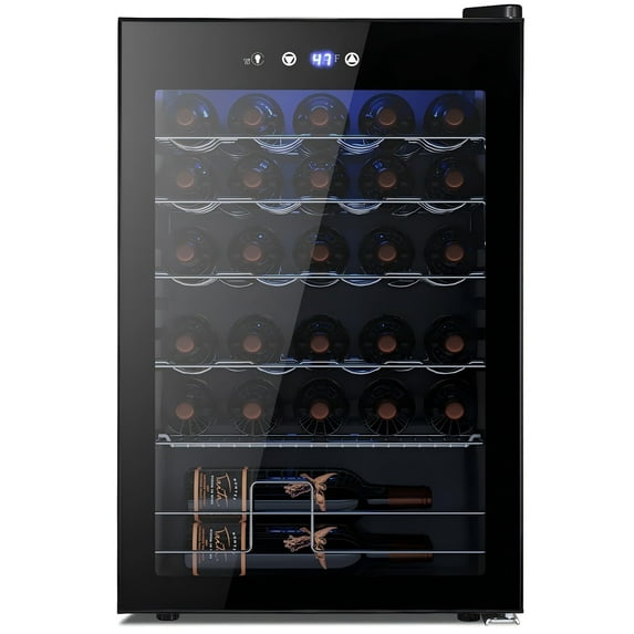 Auseo 4.5 Cu.ft Wine Cooler Refrigerator,36-Bottle Wine Fridge, Freestanding Cabinet Wine Cellars with Glass Door for Home