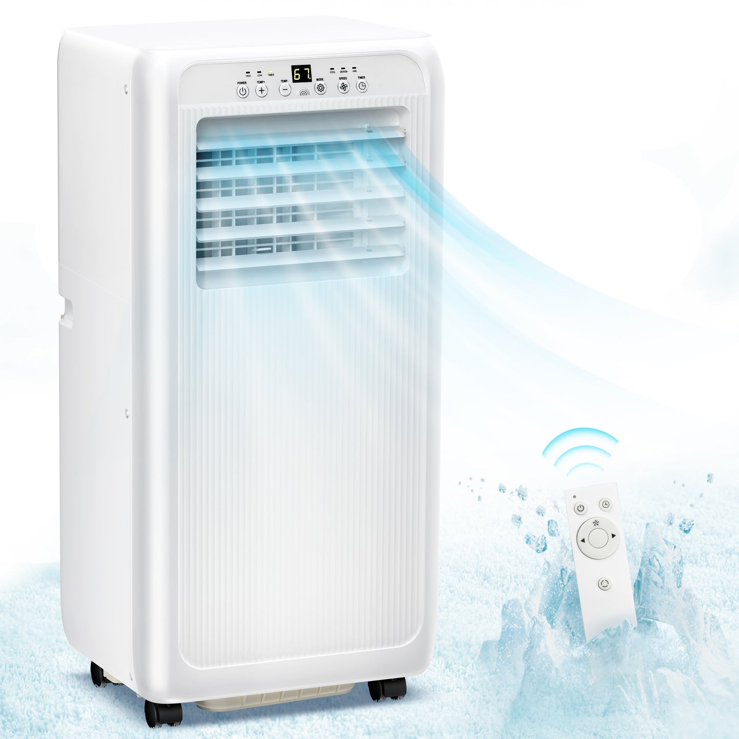 Auseo 5000BTU (8000 BTU ASHRAE) Portable Air Conditioner, Dehumidifier, Fan, 3 in 1 AC with 24-Hour Timer