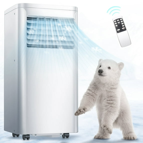 Auseo 10,000 BTU Portable Air Conditioner - Ultra Quiet 3-in-1 AC Unit with Dehumidifier & Fan, Cools Rooms Up to 450 Sq.Ft Fast, Includes Remote Control & 24H Timer, Easy Install(White )