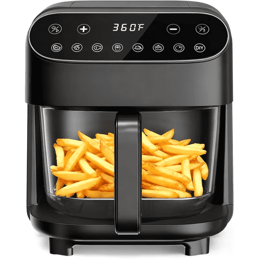 Auseo 8-in-1 4.5Qt Portable Air Fryer, Multifunctional with Visualization, 1500W, Digital Touchscreen, Dishwasher Safe, Black