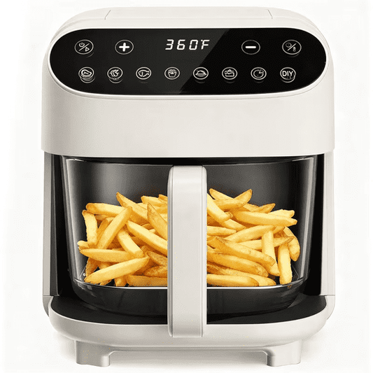 Auseo 8-in-1 4.5Qt Portable Air Fryer, Multifunctional with Visualization, 1500W, Digital Touchscreen, Dishwasher Safe, White