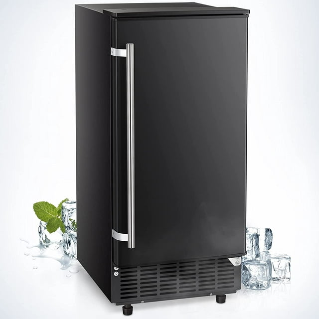 Auseo Built-in Ice Maker Machine, Under Counter Ice Maker with 80lbs Daily, Reversible Door, 24H Timer & Self-Cleaning, Commercial Lab Ice Cube Machine for Home Office (Black)