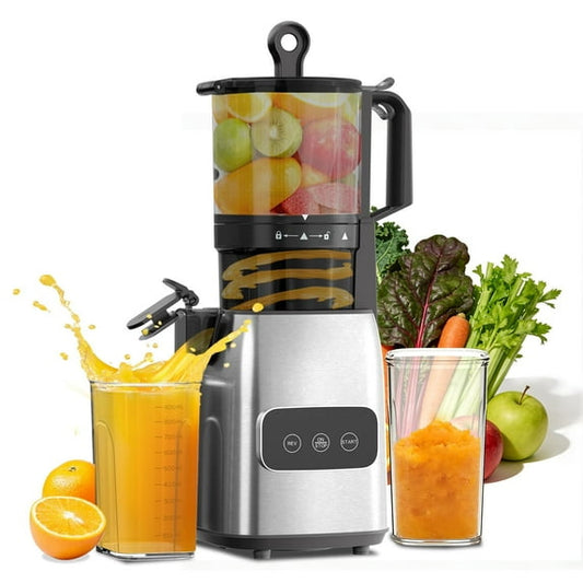 Auseo Cold Press Juicer, 5.4'' Wide Feed Chute Juicer Machines, Slow Masticating Juicer for Whole Vegetables & Fruits, High Juice Yield, Easy to Clean, Touch Buttons with Rev