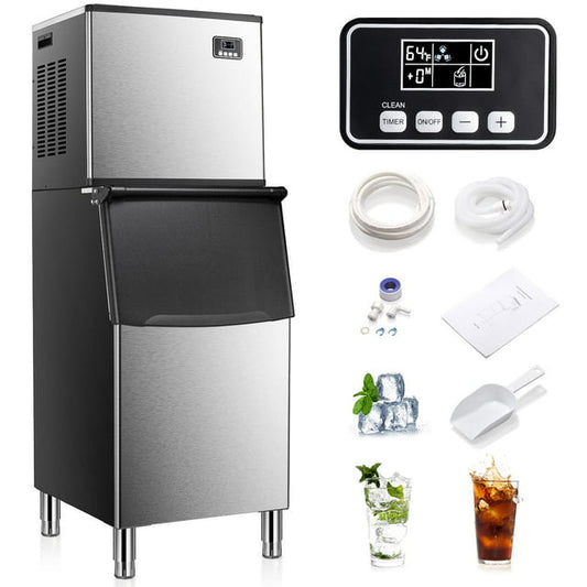 Auseo Commercial Ice Maker, 360 LBS/24H with 200LBS Large Storage Ice Bin, 160PCS in 8-15 Mins, Split Ice Machine with Automatic Cleaning for Large Restaurant/Bars