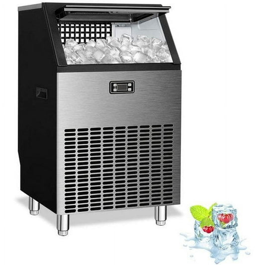 Auseo Commercial Ice Maker Machine,Freestanding Ice Cube Maker Makes 265 lbs /24 Hrs with 48 Pounds Storage Capacity, Ideal for Restaurants, Bars, Homes Includes Scoop and Connection Hose