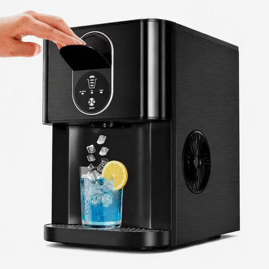 Auseo Nugget Ice Maker, Compact Ice Maker with Soft Chewable Ice, 44 Lbs/24H, Self-Cleaning, One-Click Operation for Home/Party(Black)