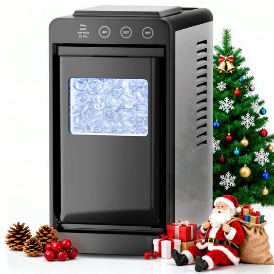 Auseo Countertop Ice Maker Portable, 26 lbs/Day, 8Pcs in 6Mins, Auto-Cleaning, Ice Machine with Ice Scoop, for Home/Office/Party