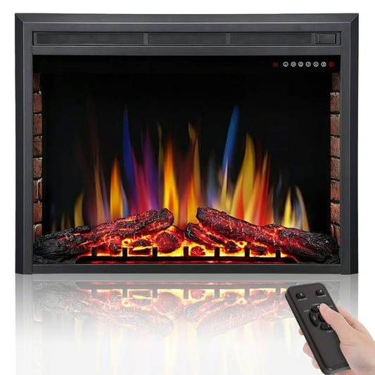 Auseo Electric Fireplace, 36inch Insert Electric Heater with Touch Screen, Colorful Flame & Timer Control, 750W-1500W and Classic (Black)