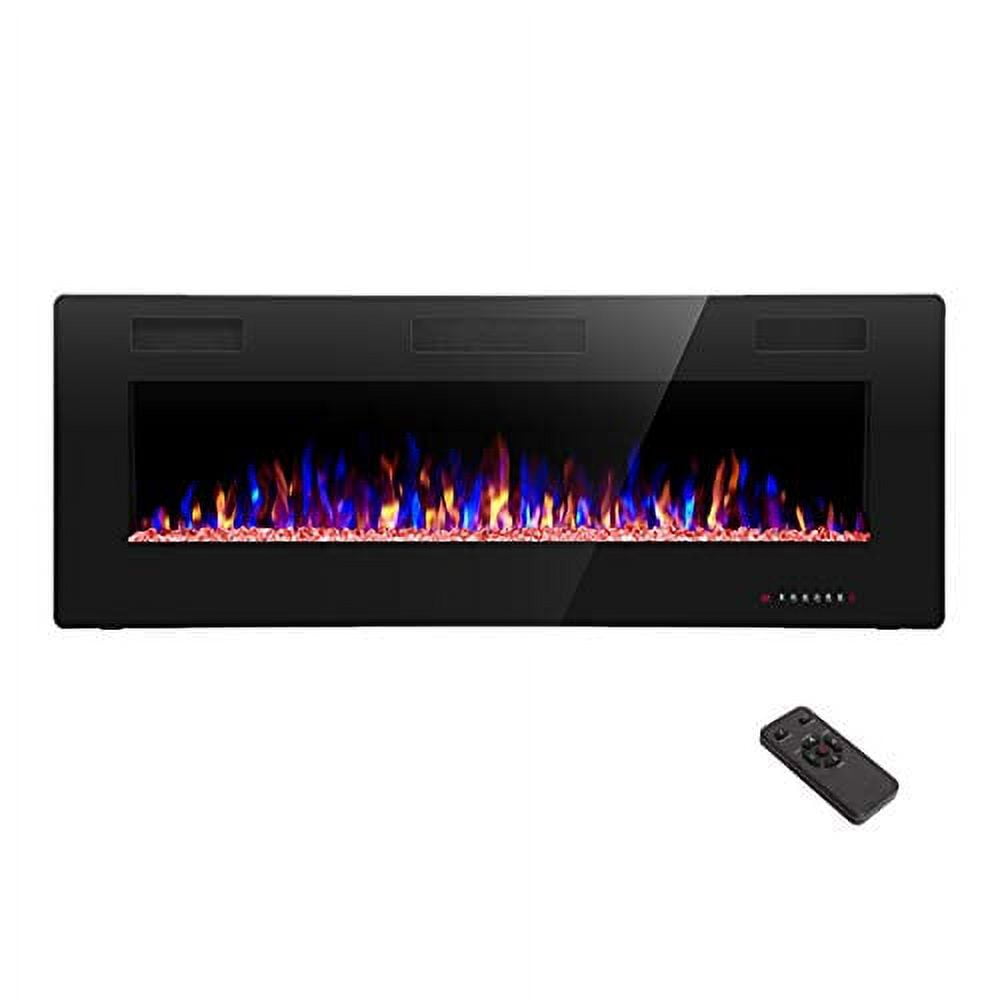 Auseo Electric Fireplace 50 inch Recessed and Wall Mounted,The Thinnest FireplaceLow Noise , Fit for 2 x 4 and 2 x 6 Stud, Remote Control with Timer,Touch Screen,Adjustable Flame Colors and Speed