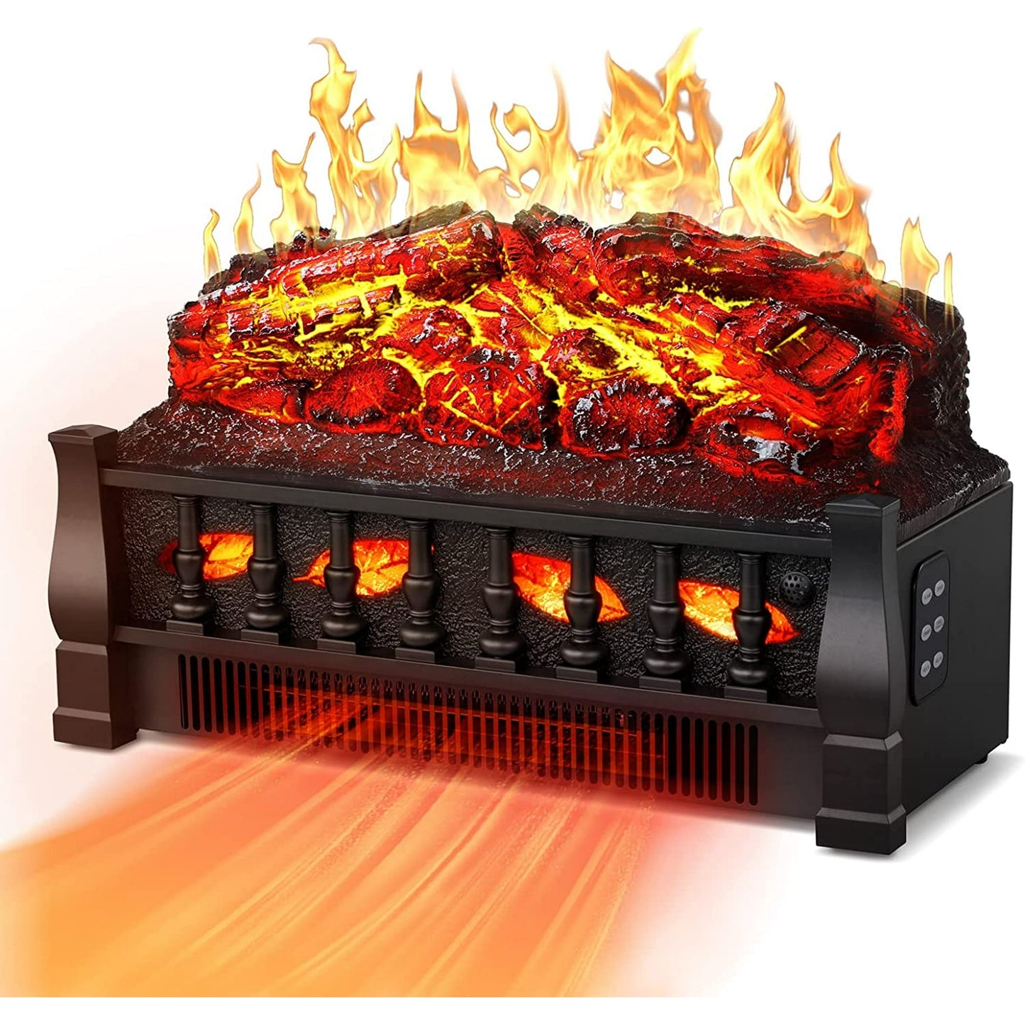 Auseo Electric Fireplace Log Set Heater 21IN, Remote Control, Flame Brightness Adjustable, Realistic Ember Bed