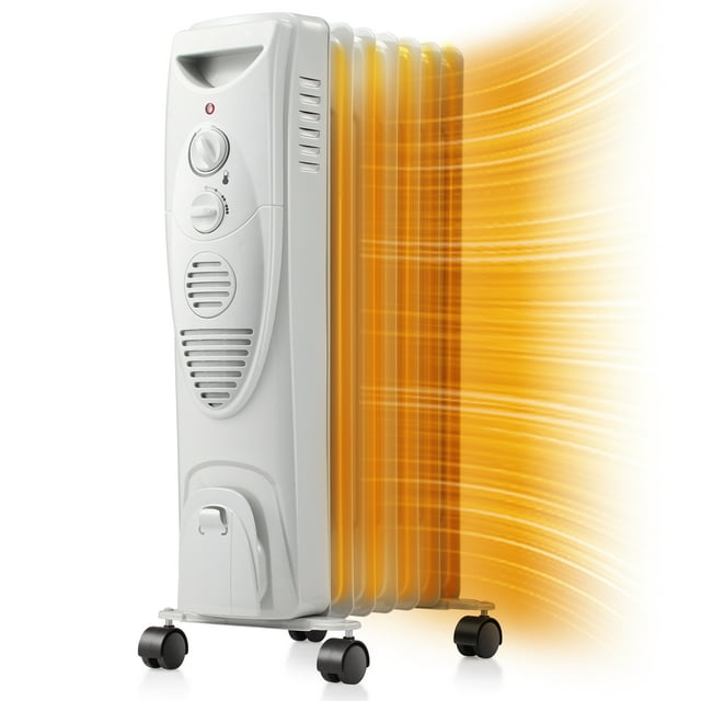 Auseo Electric Oil Filled Radiator Space Heater, Thermostat Room Radiant, Room Heater, White