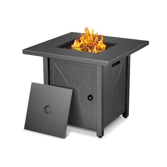 Auseo Fire Pit for Outside 28in Square Metal Firepits Stove - Propane Fire Pit Table with Lava Rocks for Picnic, Bonfire Patio Garden Fireplace, 40000 BTU