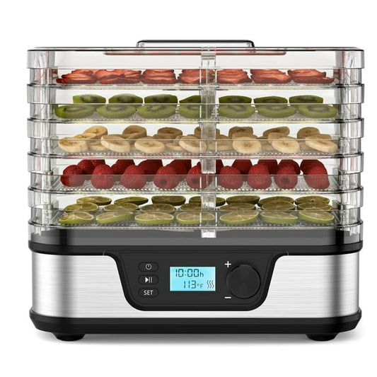 Auseo Food Dehydrator, 5 Stainless Steel & BPA-free trays Electric Dehydrated Dryer, 95℉~167℉, 72H Timer Dehydrator Machine for Meats, Fruits, Vegetables, Jerky and Pet Treats