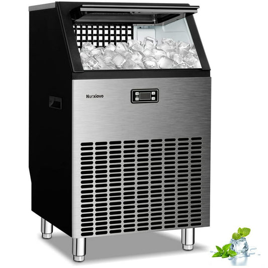 Auseo Ice Maker, Freestanding/Under Counter Nugget Ice Maker, 200lbs/Day, 48 Ice Cubes Ready in 12 Mins, Self-Cleaning for Home/Office/Cafe/Restaurant