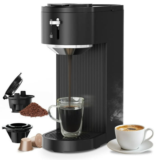 AUSEO Pod Coffee Machine. Coffee Maker 2-in-1 Single Serve Coffee Machine, Black