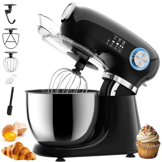 Auseo New Stand Mixer,6-QT 12-Speed Tilt-Head Kitchen Electric Mixer with Bowl, Beater, Dough Hook Whisk for Most Home Cooks, (Black)