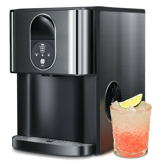 Auseo Nugget Ice Maker, Compact Ice Maker with Soft Chewable Ice, 44 Lbs/24H, Self-Cleaning, One-Click Operation for Home/Party(Black)