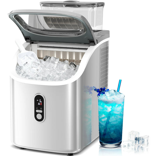 Auseo Nugget Ice Maker Countertop , Self-Cleaning Function, for Party/Kitchen/Office, GREY