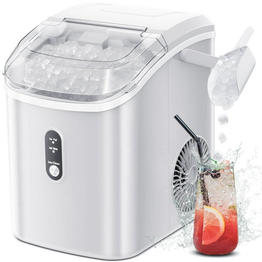 Auseo Nugget Ice Maker Countertop with Soft Chewable Pellet Ice, 34lbs/24H, Self-Cleaning, Sonic Ice Maker for Home/Office/Party-White