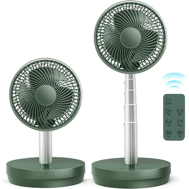 Auseo Portable Foldable Pedestal Fan- Rechargeable Battery Folding Standing Table Fan with 10 Speeds with Remote Control