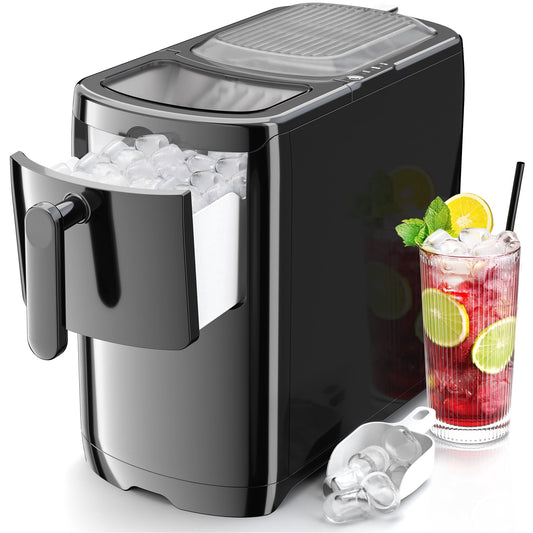 Auseo Countertop Ice Maker Machine, Bullet-Shaped Ice in 6 Min, Auto-Cleaning, Black