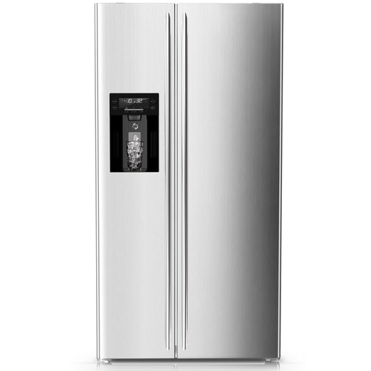 Auseo 21 Cu.ft. 36" Depth French Door Refrigerator with Ice & Water Dispenser, Auto Defrost, Gray Stainless Steel