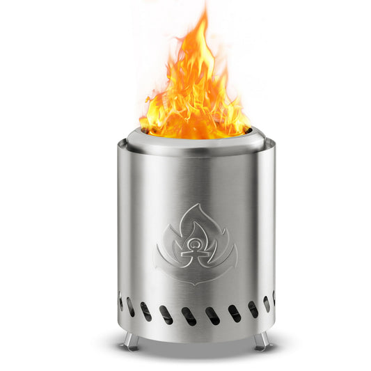 Auseo Tabletop Fire Pit Smokeless Outdoor Mini Fire Compact & Portable Dual Fuel with Portable Bag, Stainless Steel