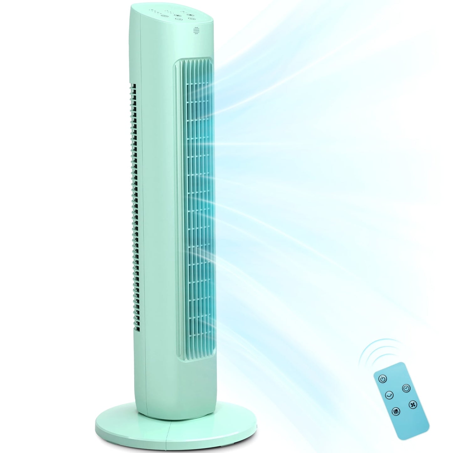 Auseo Tower Fan for Home, Remote Control, Standing Fan for Office, Portable Bladeless Floor Fan, 3 Wind Speed,30"(Green)