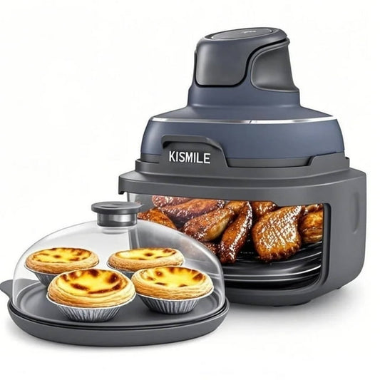 Kismile 5-in-1 Portable Air Fryer 2.6QT/4.7QT with 360° Visualization, Digital Touchscreen, Freezer & Dishwasher Safe, Grey