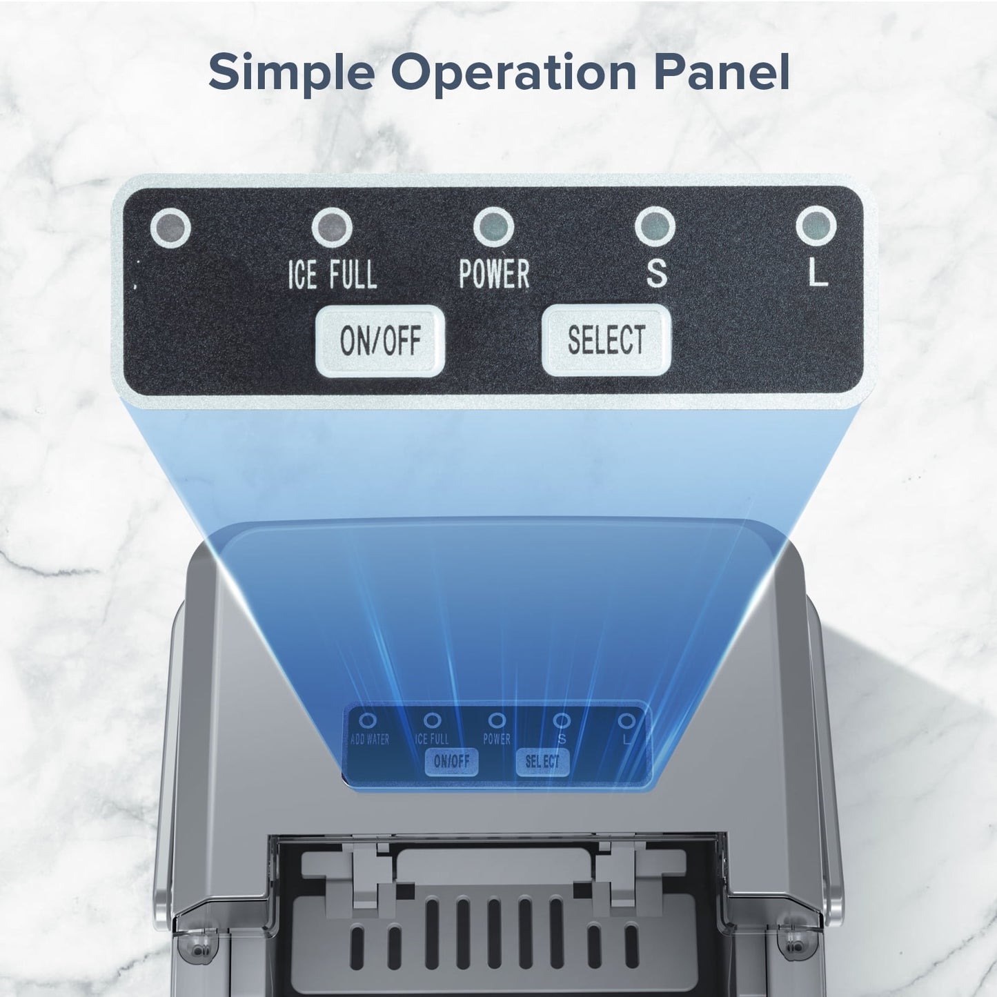 Auseo Portable Ice Maker Countertop, 8 Cubes Ready in 6 Mins, 2 Sizes of Bullet Ice Cubes, 26lbs in 24Hrs, Self-Cleaning Ice Machine with Handle, for Kitchen/Office/Bar/Party-Grey