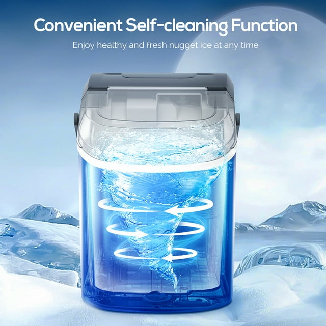 Auseo Countertop Nugget Ice Maker, Self-cleaning Portable Ice Maker Ma