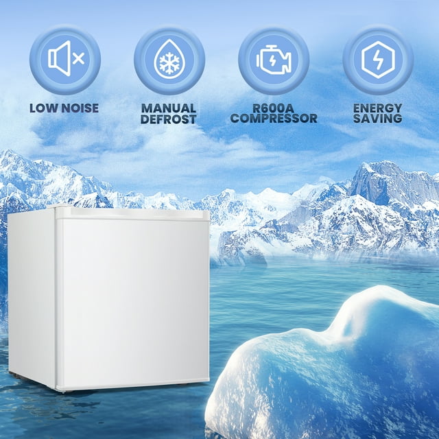 Auseo 1.1 Cu.ft Compact Upright Freezer with Reversible Single Door, Removable Shelves Free Standing Mini Freezer with Adjustable Thermostat for Home/Kitchen/Office-White