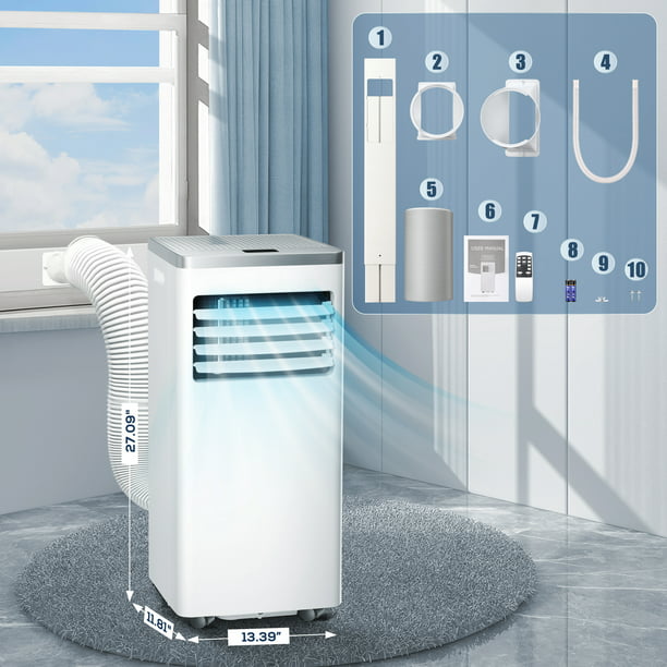 Auseo Portable Air Conditioner 5000BTU (8000 BTU ASHARE), Cool to 200 Sq.ft, 3 in 1 Portable AC unit with Dehumidifier & Fan, For Home/Office