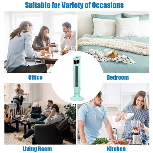 Auseo Tower Fan, Standing Fan Oscillating, Room Fan, Portable Bladeless, Quiet Floor Fan with Remote, 6 Speeds, 3 Modes, 24H Timer for Bedroom, and Home Office Use, (40-inch, GREEN)