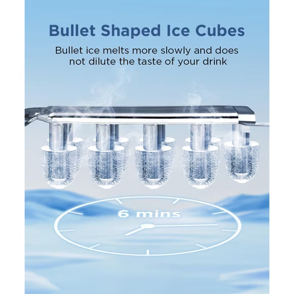 Auseo Countertop Ice Maker 26lbs/24H, 9 Bullet Ice Make in 6 Mins, Portable Ice Machine with Self-Cleaning, Black