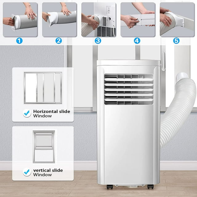 Auseo 6000 BTU (10000 BTU ASHRAE) Portable Air Conditioner, AC, Cools 450sq. ft, 24H Timer, Quiet Operation, Window Fan, 2 Fan Speed for Bedroom Office Home