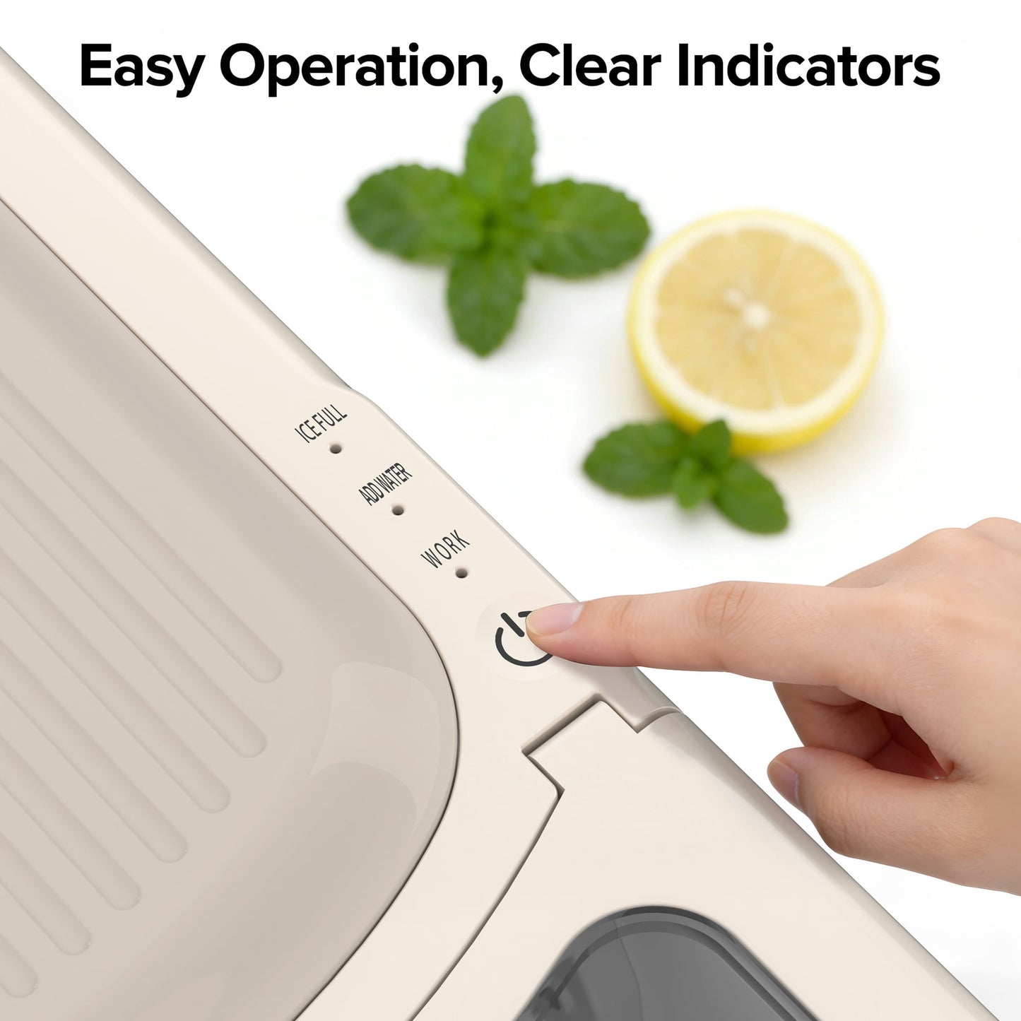 Auseo Countertop Ice Maker Machine, Bullet-Shaped Ice in 6 Min, Auto-Cleaning, White
