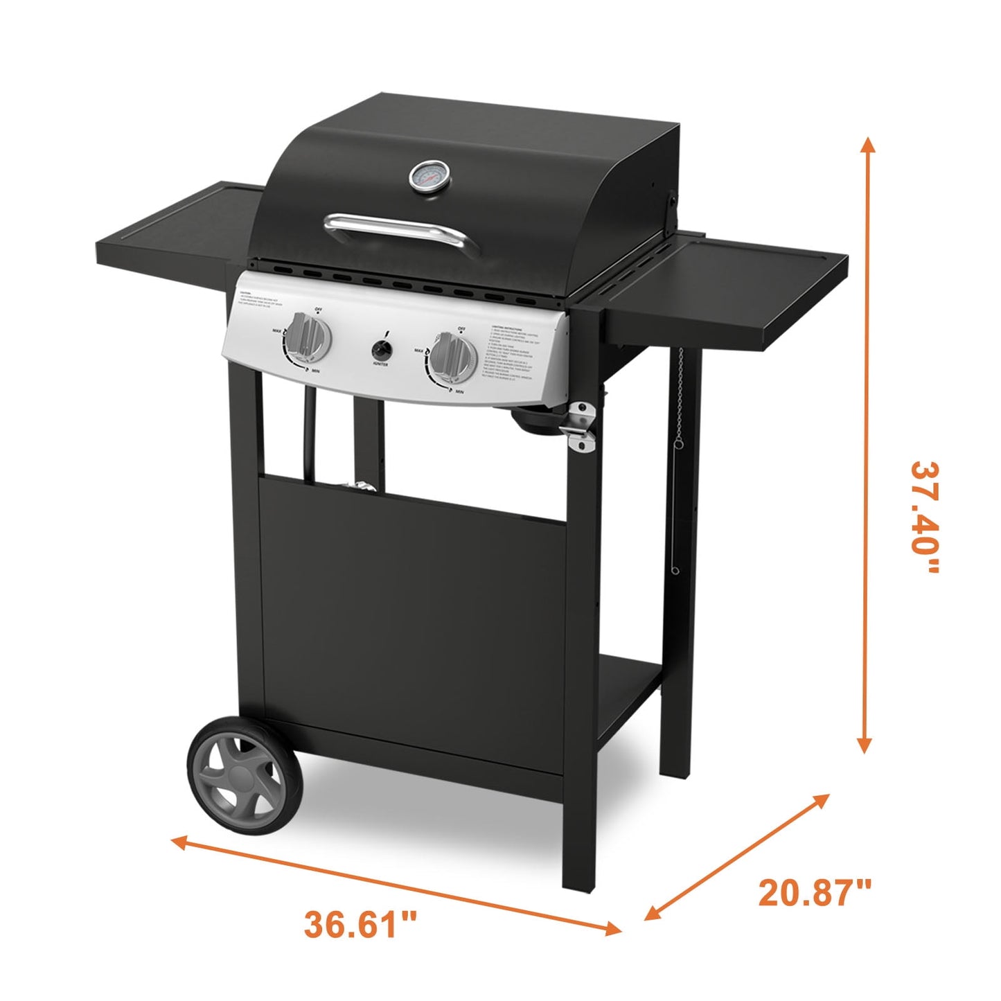 Auseo 2 Burner BBQ Propane Gas Grill Ideal for outdoor barbecues and patio dinners, 20000BTU