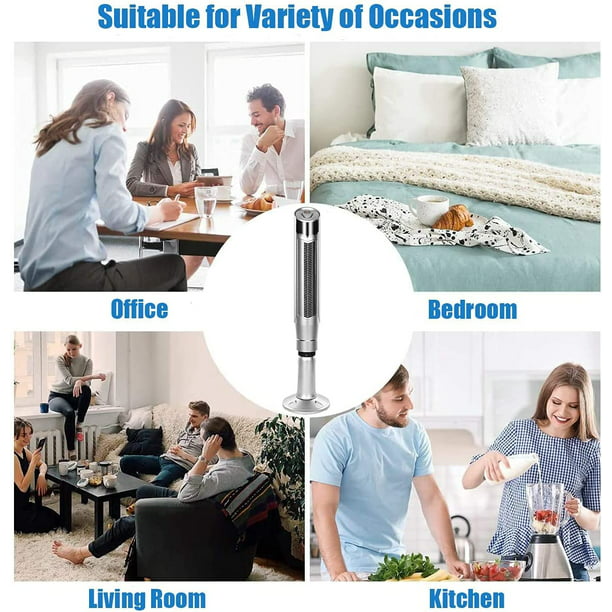 Auseo Tower Fan - 360° Oscillation, Remote, 8 Speeds, 3 Modes, Bladeless - LED Display - 59" (Silver)