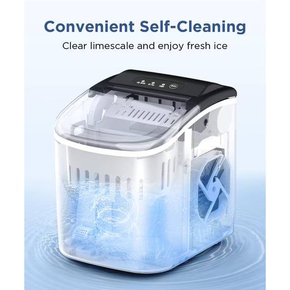 Auseo Countertop Ice Maker 26lbs/24H, 9 Bullet Ice Make in 6 Mins, Portable Ice Machine with Self-Cleaning, Black